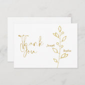 Golden & Gold Blätter Hochzeit Dankeskarte (Vorne/Hinten)