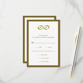 Golden Gold Infinity Hand Clasp Monogram Wedding RSVP Karte