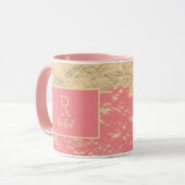 Golden Gold Pink Foil Monogram Initial Classy Tasse (Vorderseite Links)