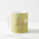 Golden Gold Simple Metallic Name Monogram Kaffeetasse (Vorderseite Links)