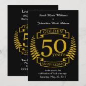 GOLDEN Golden 50 Years Wedding Anniversary 50 Einladung (Vorne/Hinten)