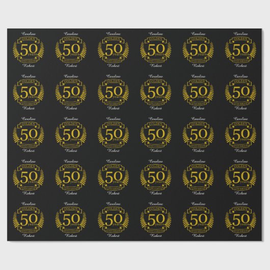 GOLDEN Golden 50 Years Wedding Anniversary 50 Geschenkpapier (Flach)
