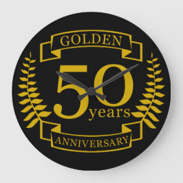 GOLDEN Golden 50 Years Wedding Anniversary 50 Große Wanduhr
