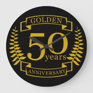 GOLDEN Golden 50 Years Wedding Anniversary 50 Große Wanduhr