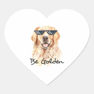 Golden Golden Retriever Herz-Aufkleber