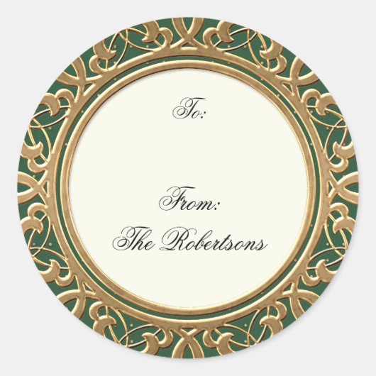 Golden Golden Swirl Elegantes Weihnachtsgeschenk T Runder Aufkleber (Vorderseite)