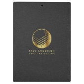 Golden Golf Ball Logo Elegante Golfer Monogram Klemmbrett (Rückseite)