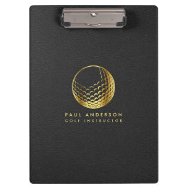 Golden Golf Ball Logo Elegante Golfer Monogram Klemmbrett