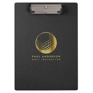 Golden Golf Ball Logo Elegante Golfer Monogram Klemmbrett