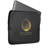 Golden Golf Ball Logo Elegante Golfer Monogram Laptopschutzhülle (Vorne Rechts)