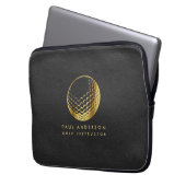 Golden Golf Ball Logo Elegante Golfer Monogram Laptopschutzhülle (Vorderseite Links)