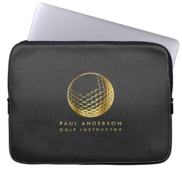 Golden Golf Ball Logo Elegante Golfer Monogram Laptopschutzhülle