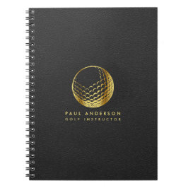 Golden Golf Ball Logo Elegante Golfer Monogram Notizblock