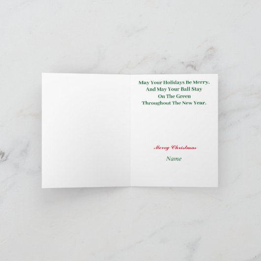 Golden Golf Ball Ornamente Weihnachtskarte Karte (Innenseite)