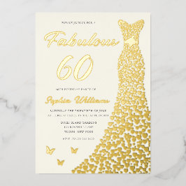 Golden Gown, Fabulous 60th Birthday Dress Gold Folieneinladung