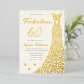 Golden Gown, Fabulous 60th Birthday Dress Gold Folieneinladung (Stehend vorne)