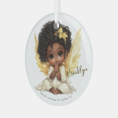 Golden Grace: A Prayerful Angel Child Ornament Aus Glas (Vorderseite links)