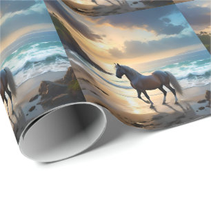 Golden Grace: Ein Palomino Pferd am Sonnenuntergan Geschenkpapier