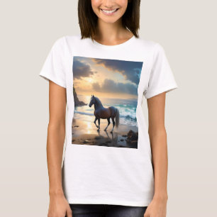 Golden Grace: Ein Palomino-Pferd an der Uferpromen T-Shirt