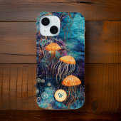 Golden GracefJellyfish in Ocean w Monogram Initial Case-Mate iPhone Hülle