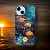 Golden GracefJellyfish in Ocean w Monogram Initial Case-Mate iPhone Hülle