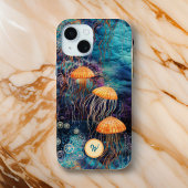 Golden GracefJellyfish in Ocean w Monogram Initial Case-Mate iPhone Hülle