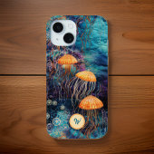 Golden GracefJellyfish in Ocean w Monogram Initial Case-Mate iPhone Hülle