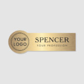 Golden gradient add logo business staff employee namensschild (Vorderseite)