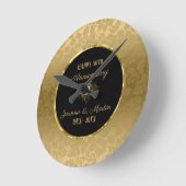 Golden Gradient Damask Patronenjubiläum Runde Wanduhr (Winkel)