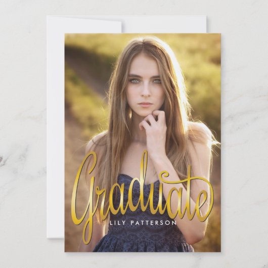 Golden Graduate Foto Graduate Party Einladung (Vorderseite)