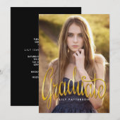 Golden Graduate Foto Graduate Party Einladung (Vorne/Hinten)