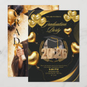 Golden Graduation Celebration 2026 Einladung (Vorne/Hinten)