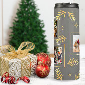 Golden Gray 5 Foto Template Weihnachtsbaum Thermosbecher