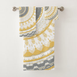 Golden Gray Mandala Badhandtuch Set