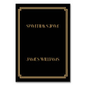 Golden Great Gatsby Art Deco Schwarze Platzkarten Tischnummer (Vorderseite)