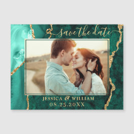 Golden Green Agate Save the Date Magnetkarte