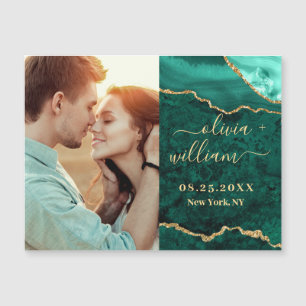 Golden Green Agate Save the Date Magnetkarte