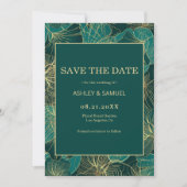 Golden & Green Blätter Save The Date (Vorderseite)