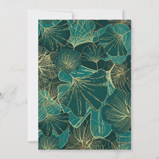 Golden & Green Blätter Save The Date (Rückseite)