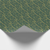 Golden Green Christmas Tree Geometric Pattern Geschenkpapier (Ecke)