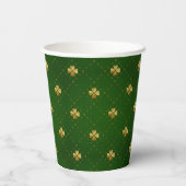Golden Green Clover Pattern Pappbecher (Rückseite)