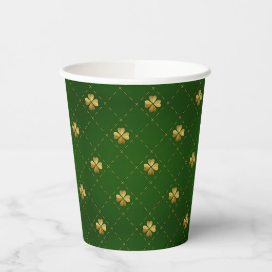 Golden Green Clover Pattern Pappbecher (Links)