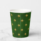 Golden Green Clover Pattern Pappbecher (Rechts)