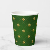 Golden Green Clover Pattern Pappbecher (Vorderseite)
