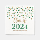 Golden Green Confetti Class of 2024 Napkins Serviette (Vorderseite)