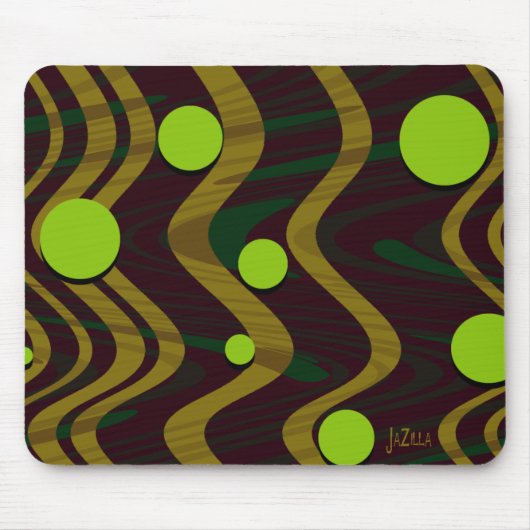 Golden Green Dot Wave Mousepad (Vorne)