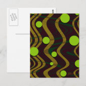 Golden Green Dot Wave Postkarte (Vorne/Hinten)