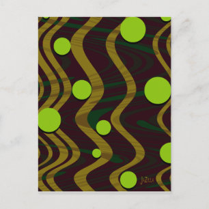 Golden Green Dot Wave Postkarte