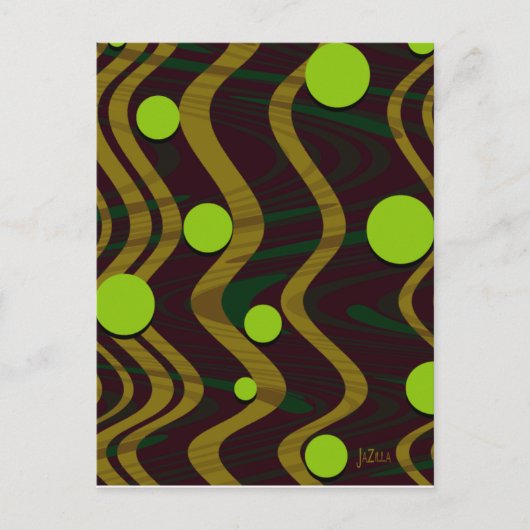 Golden Green Dot Wave Postkarte (Vorderseite)