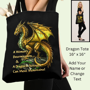Golden Green Dragon & Woman Can Move Mountains Tasche